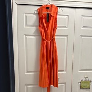 Donna Karan Vibrant Orange Midi Dress